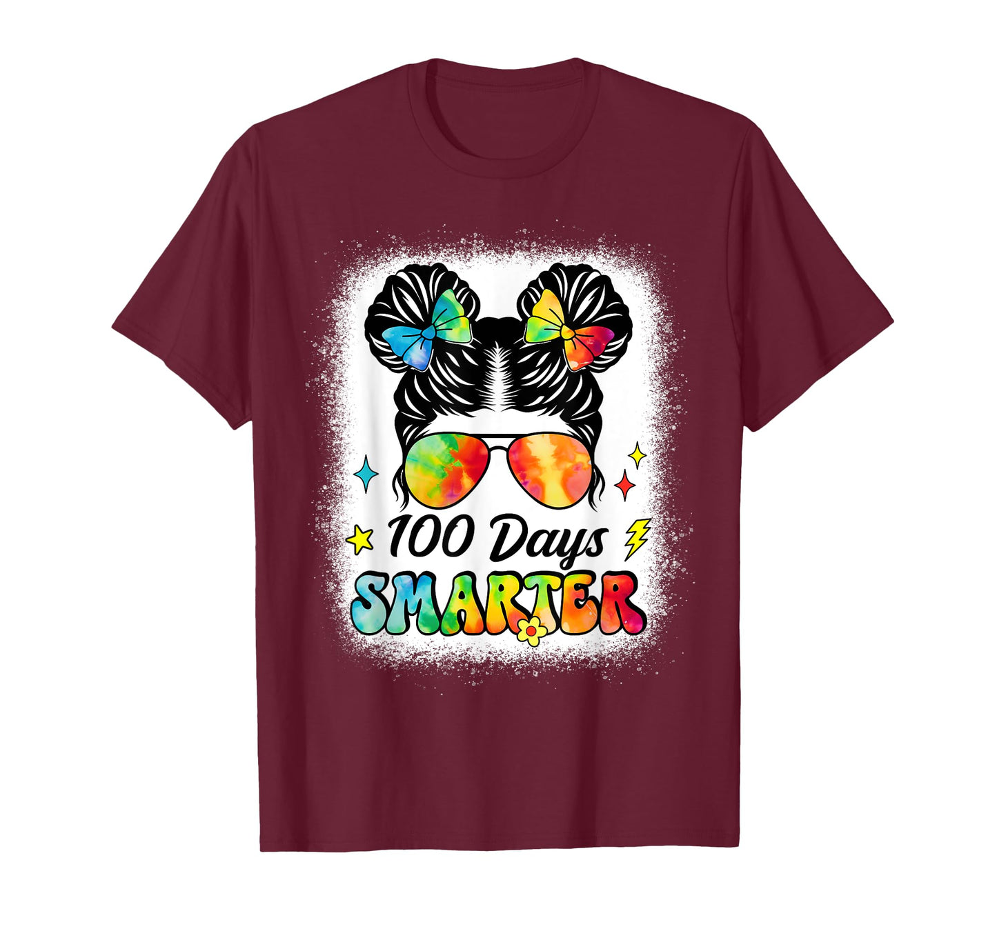 100 Days Smarter Messy Bun Girl 100th Day Of School Kids T-Shirt