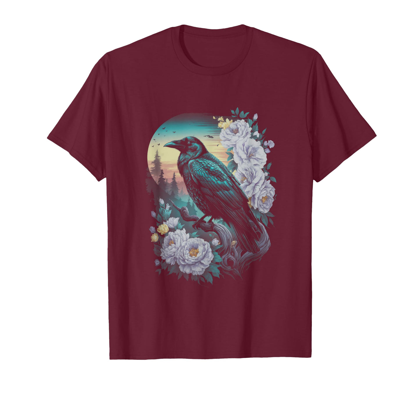 Ravens Raven Moon Floral Nature Birds T-Shirt