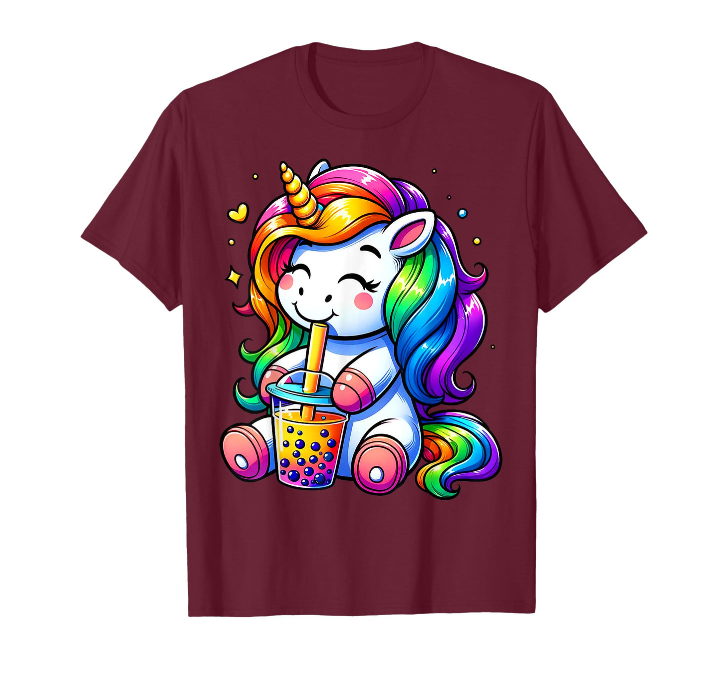 Unicorn Drinking Boba Tea Anime Cute Kawaii Funny Bubble Tea T-Shirt