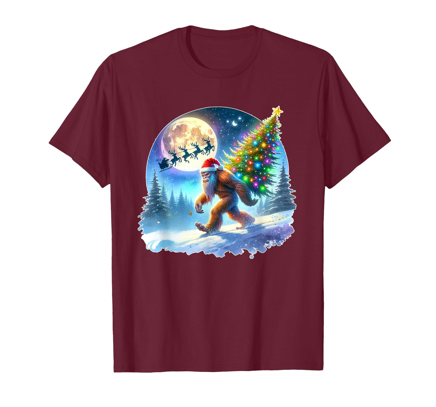 Bigfoot Christmas Santa Holiday Sasquatch Xmas T-Shirt