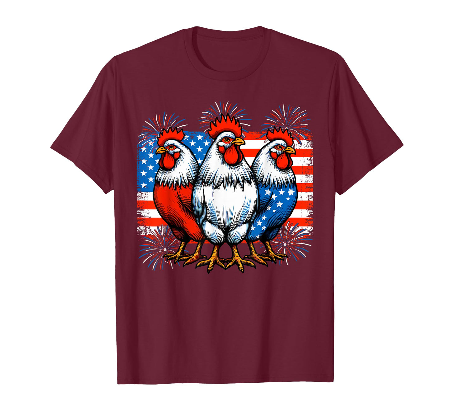 Funny 4th Of July Chickens Lover USA Flag Patriotic Chicken T-Shirt
