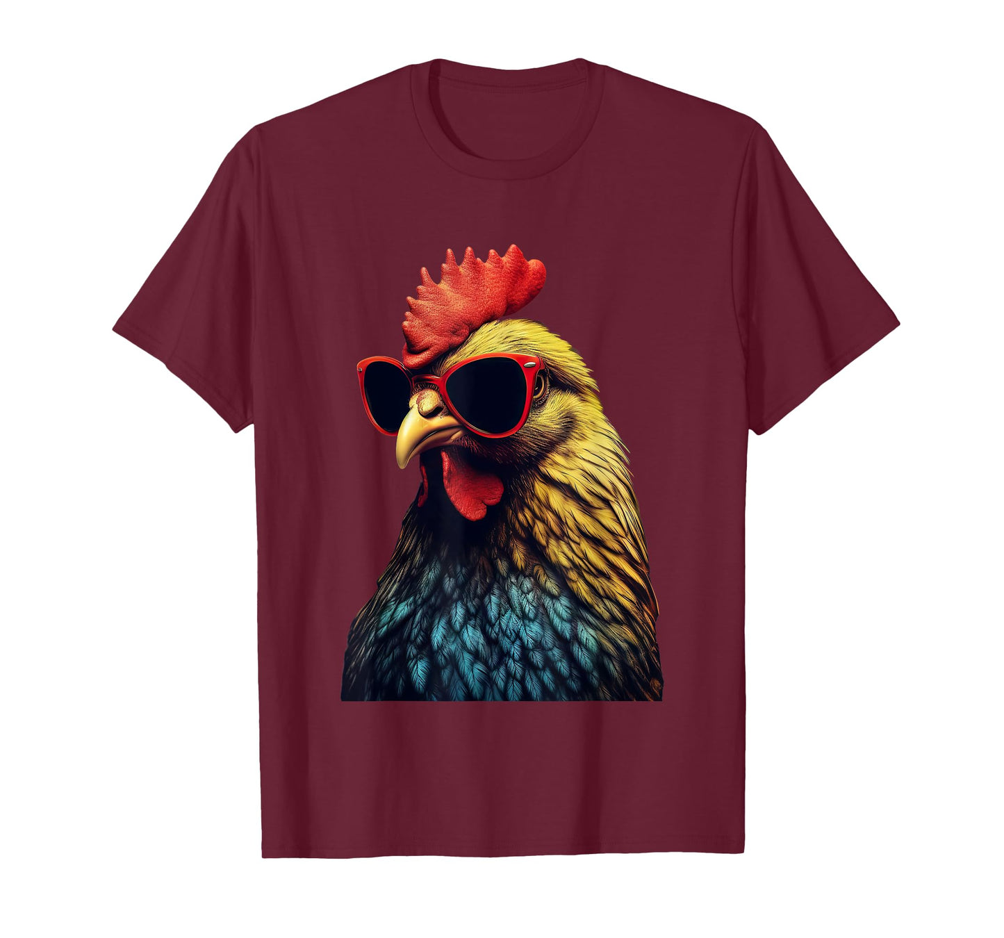 Funny Farm Cicken Animals gift Retro Vintage Chicken Cool Rooster Wearing Sunglasses Unisex-Kids T-Shirt
