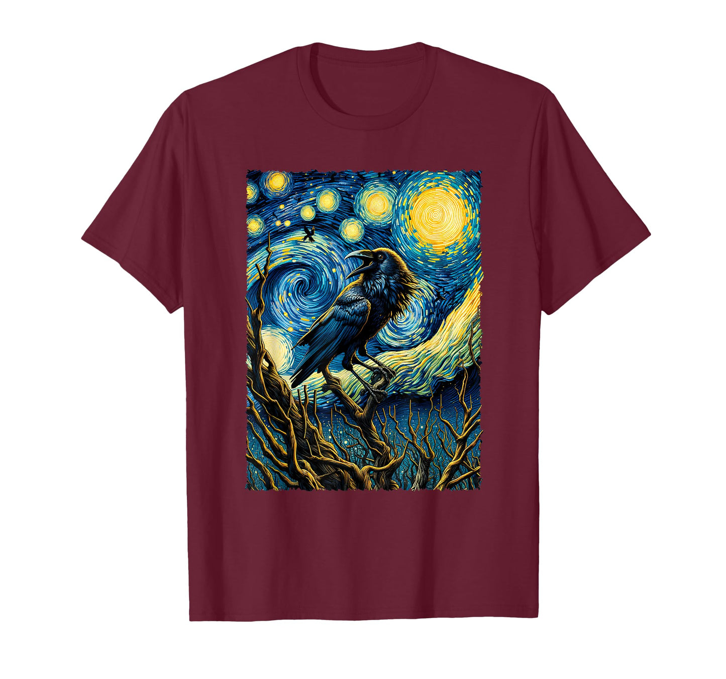 Crow Starry Night Funny Mystical Crow T-Shirt