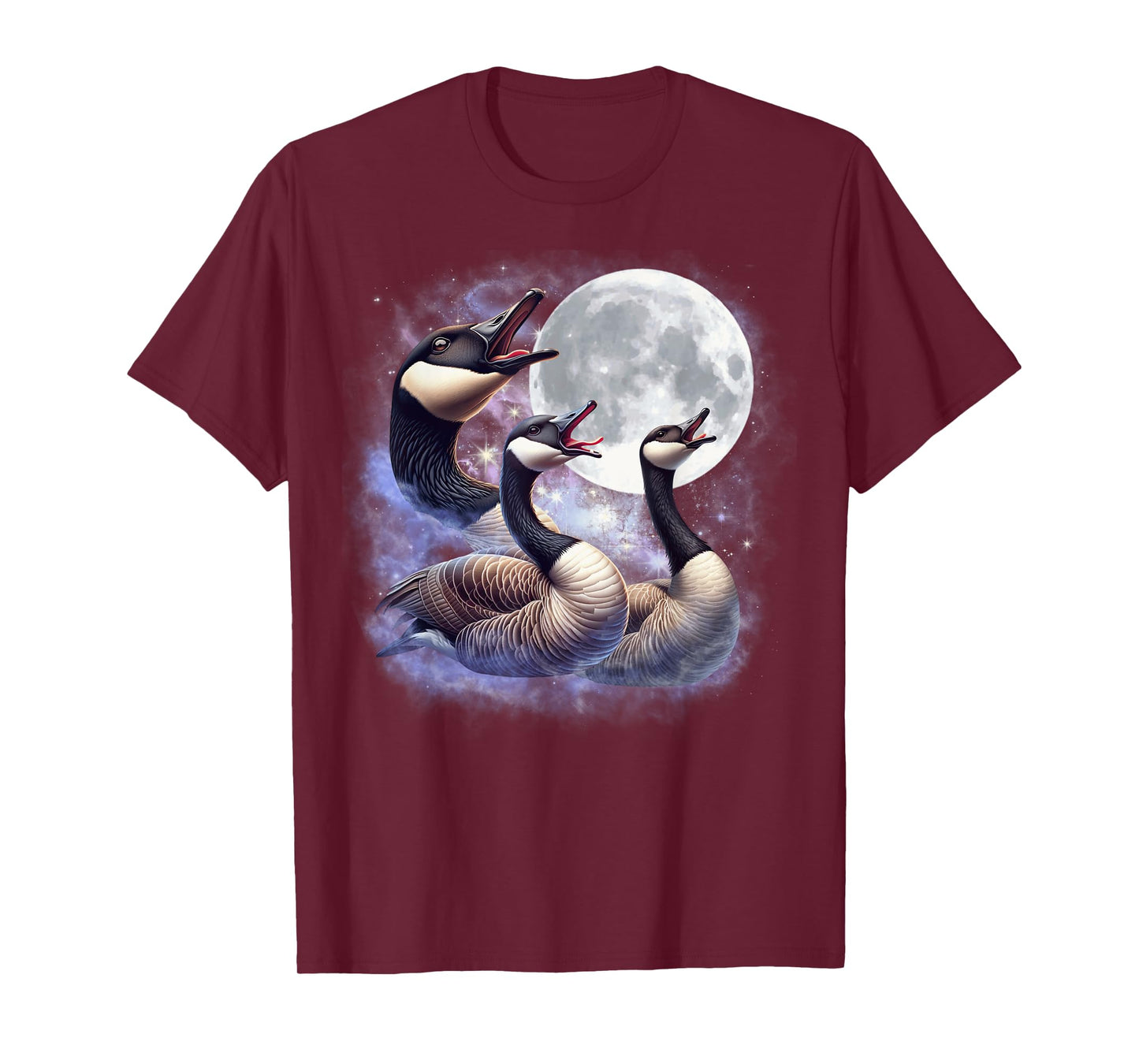 Three Geese Moon Funny Goose Howling Wolfs Moon Parody T-Shirt
