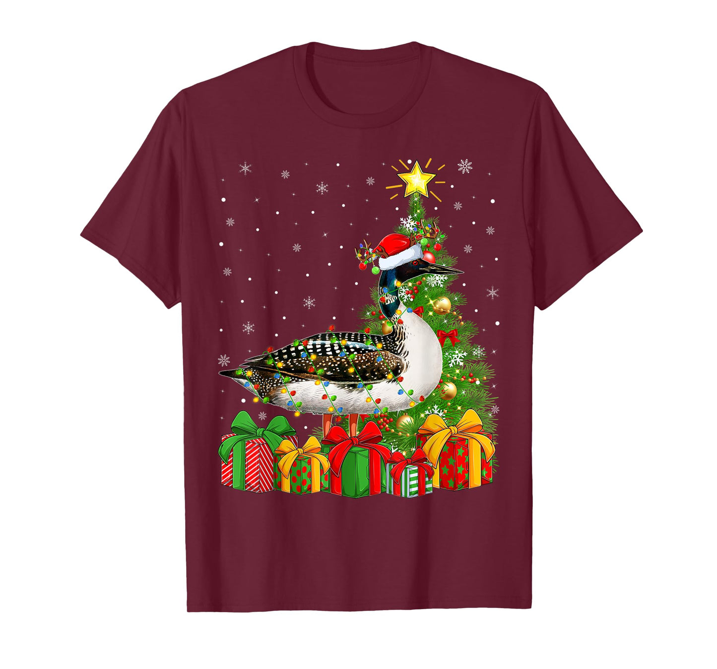 Loon Lighting Xmas Tree Santa Hat Loon Christmas T-Shirt