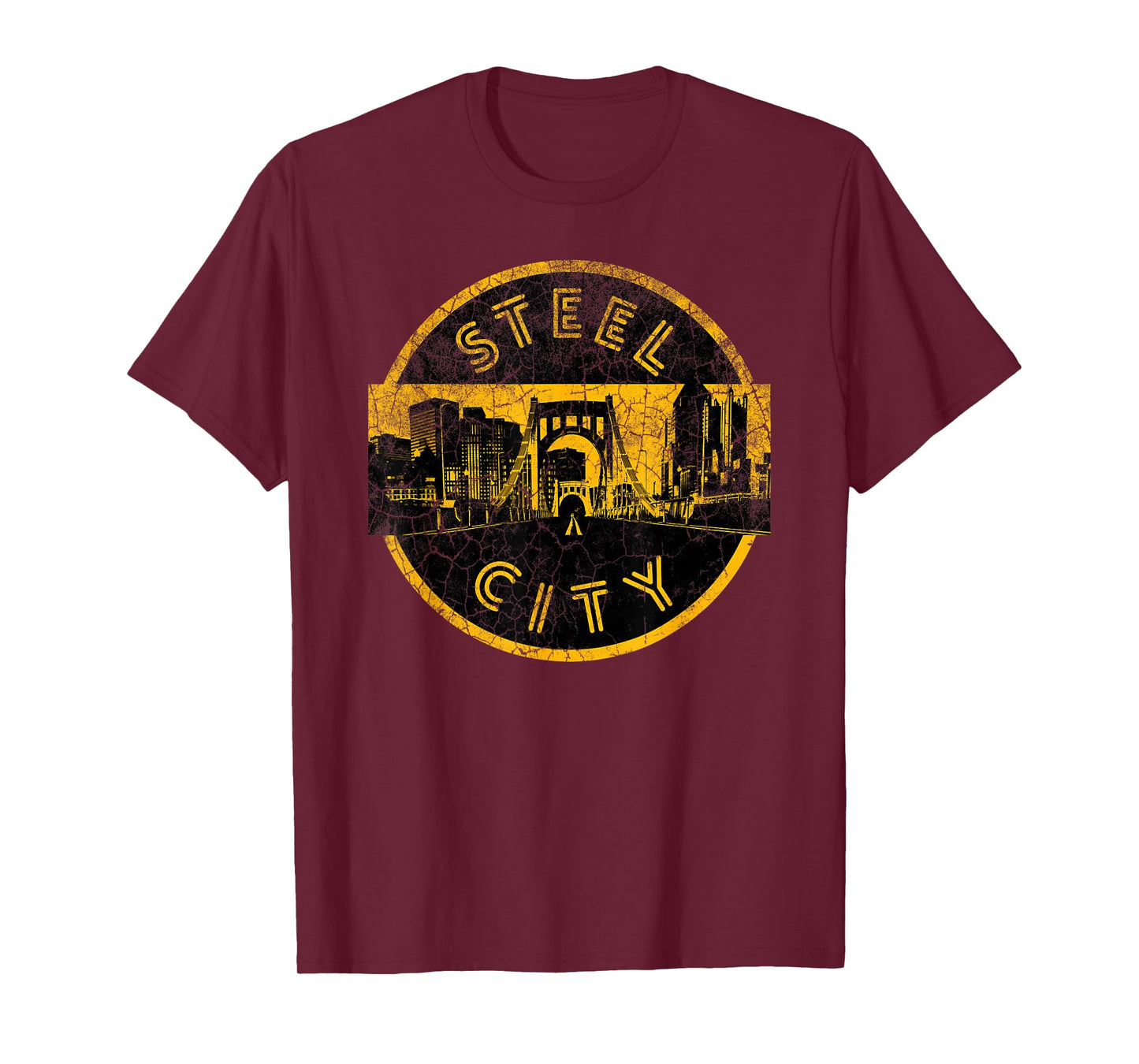 Pittsburgh Steel City Retro Skyline Bridge Vintage T-Shirt