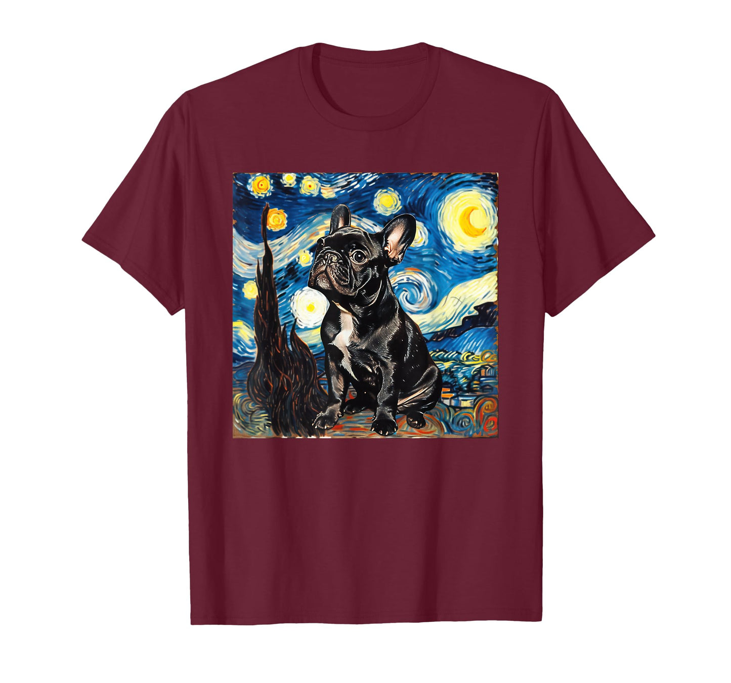 French Bulldog Dog Van Gogh Style Starry Night T-Shirt