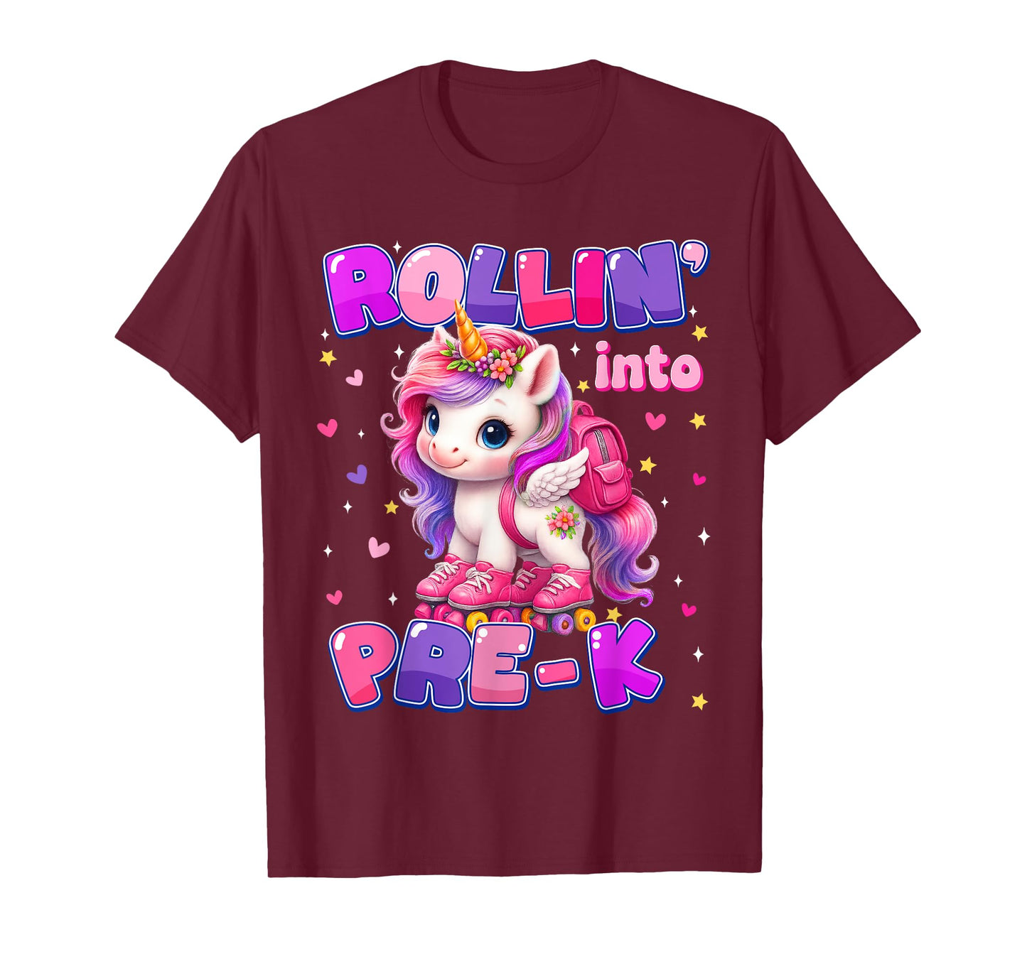 Rolling Into pre-k Unicorn First Day Of School Girls T-Shirt