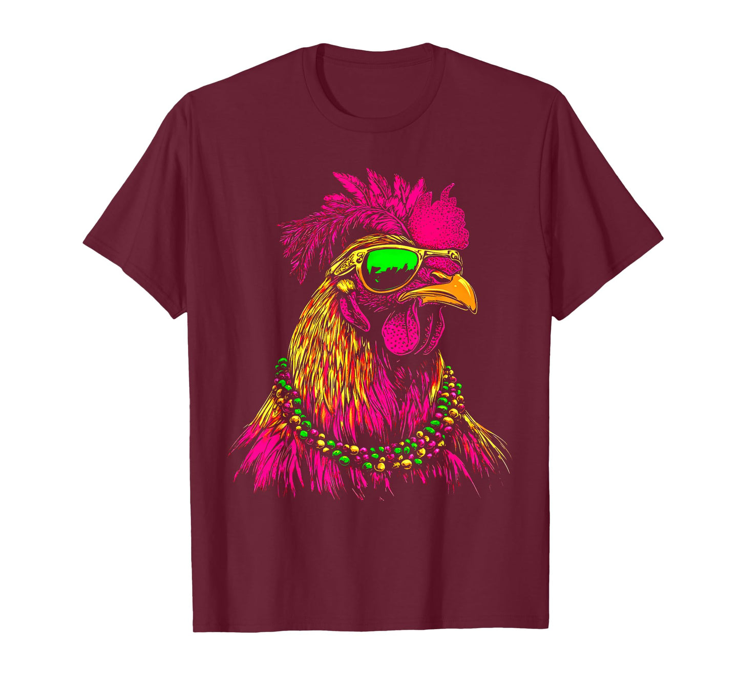 Mardi Gras Chicken Sunglasses Beads Farmer New Orleans Party T-Shirt