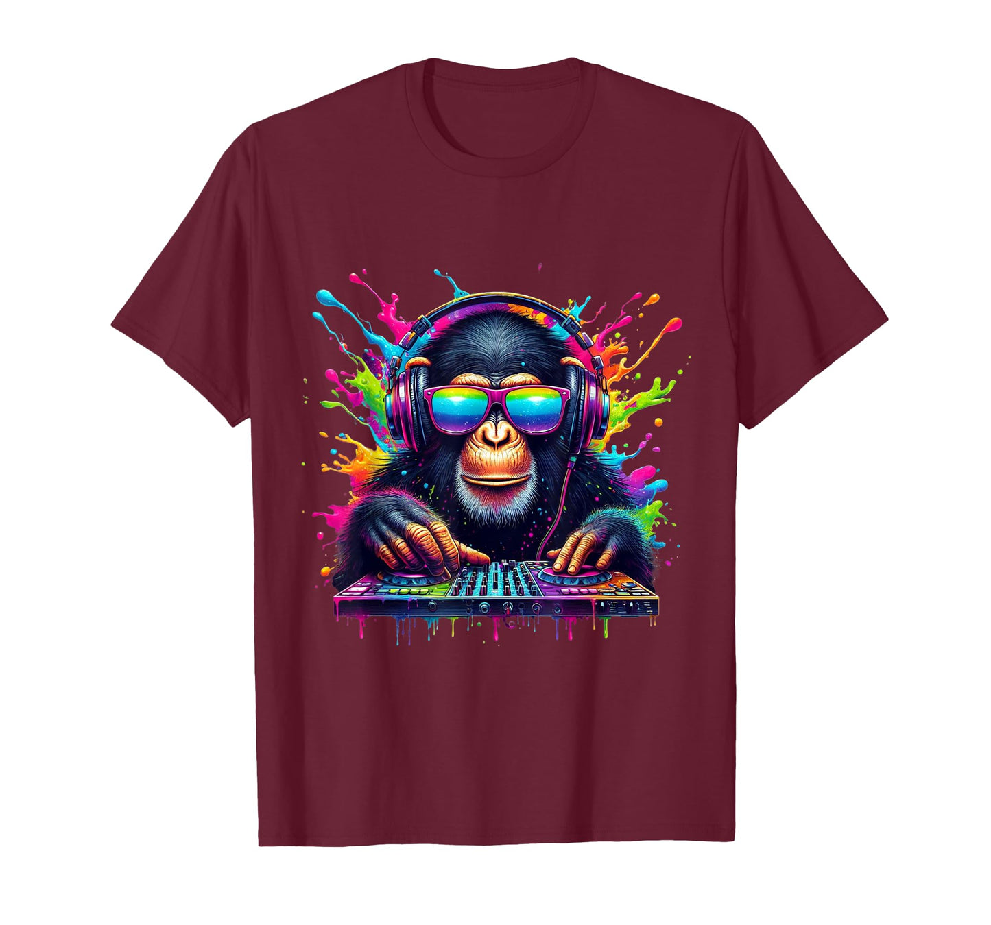 Neon DJ Monkey Rave EDM Festival Party Monkey T-Shirt