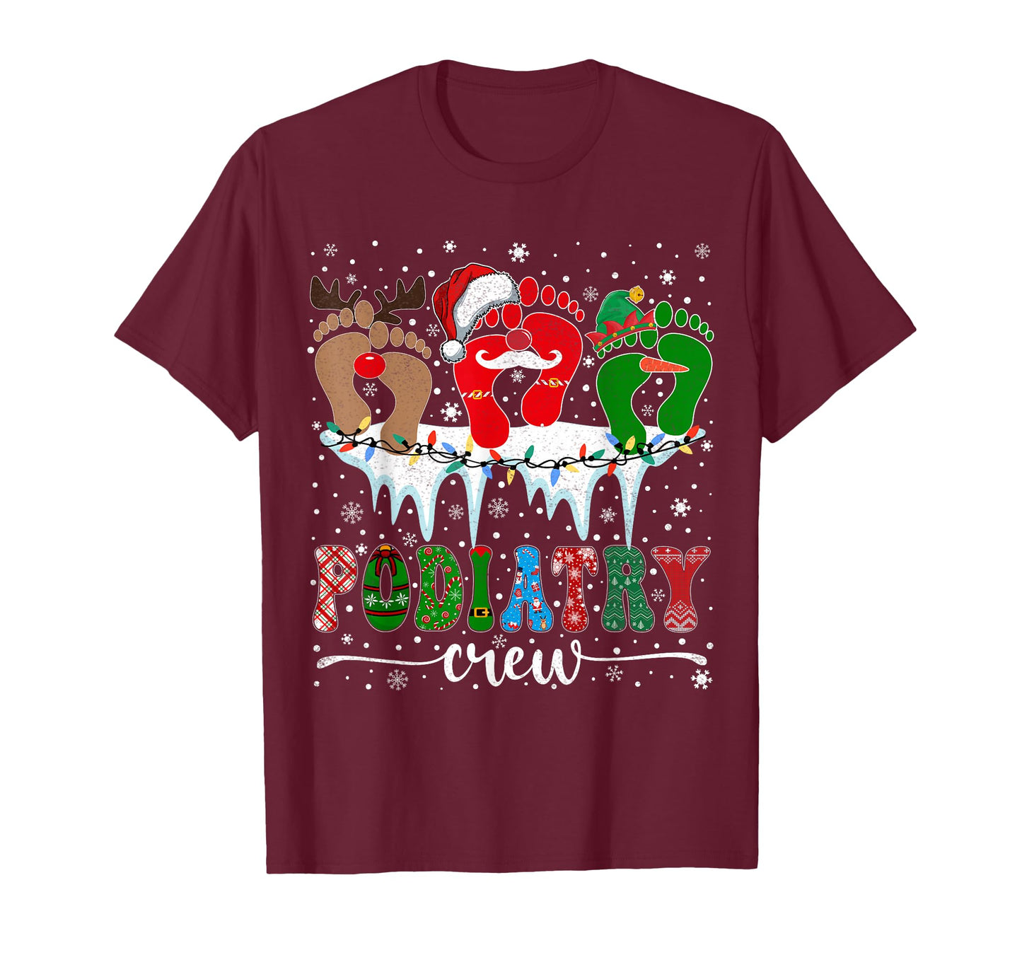 Christmas Footprint Doctor Podiatrist Podiatry Crew Xmas T-Shirt