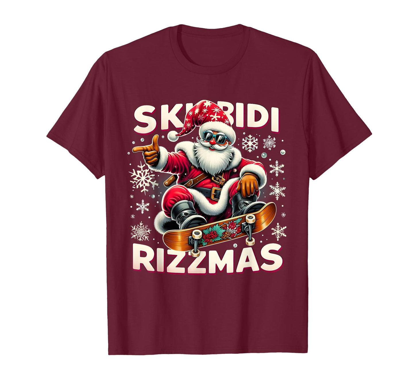 Skibidi Rizzmas Skater Santa Xmas Skibidi Rizzmas Holiday T-Shirt