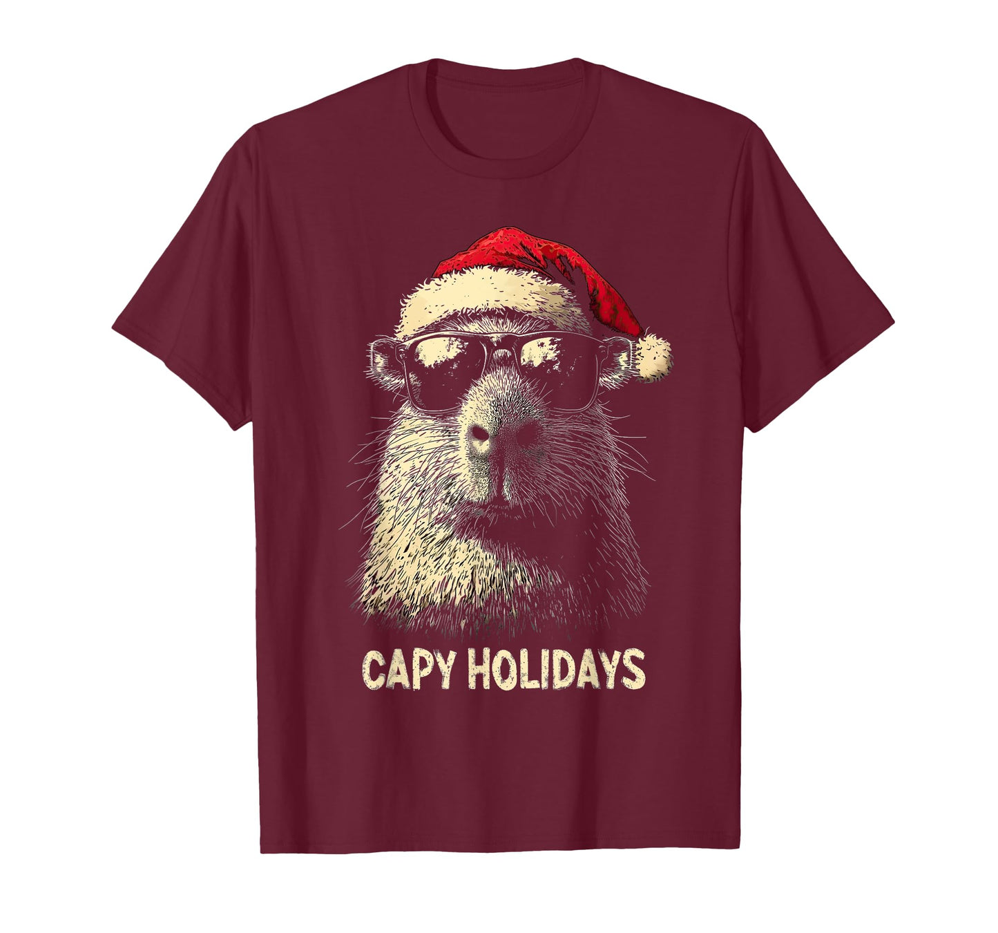 Funny Christmas Capy Holidays Kids Teens Boys Xmas Capybara T-Shirt