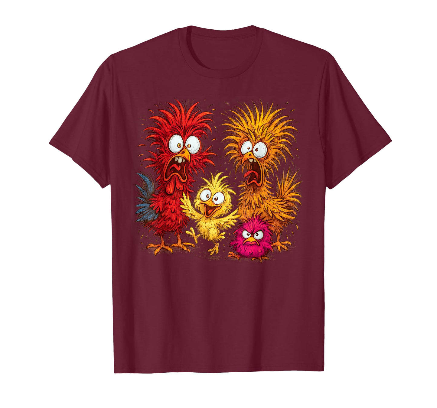 Funny Chicken Family, Crazy Chicken Cartoon Graphic Humor T-Shirt