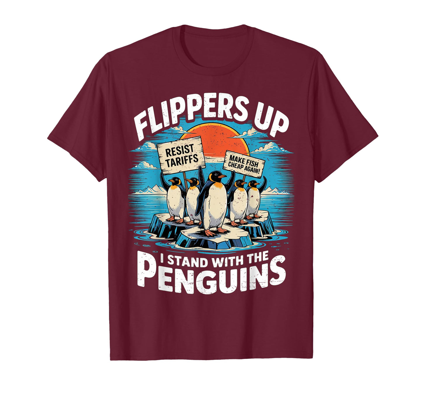 Funny Resist Penguins Protest Against Tariffs T-Shirt