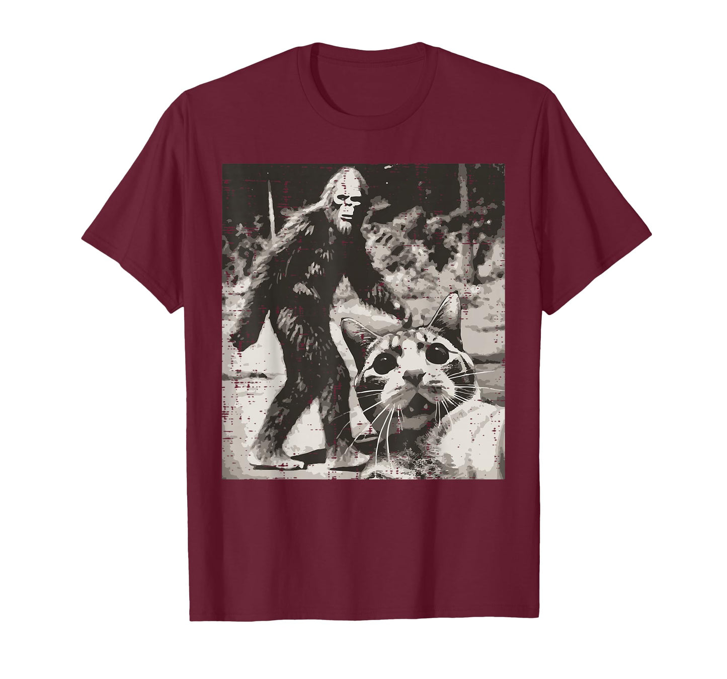 Sasquatch Cat Selfie Funny Bigfoot Kitten Meme Women Men Kid T-Shirt