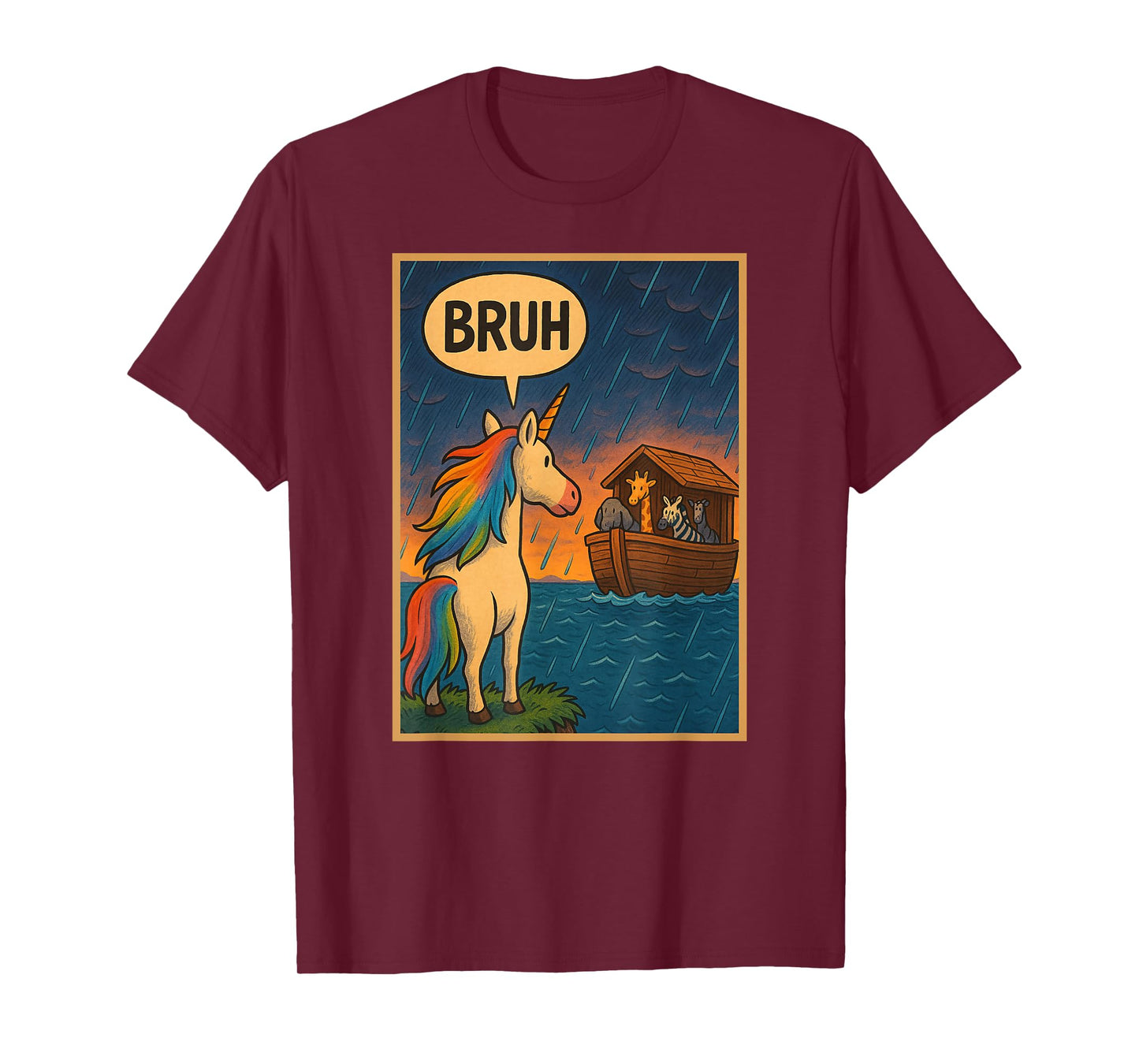 Funny Unicorn Bruh Noah's Arc Meme Humor Boys Girls T-Shirt