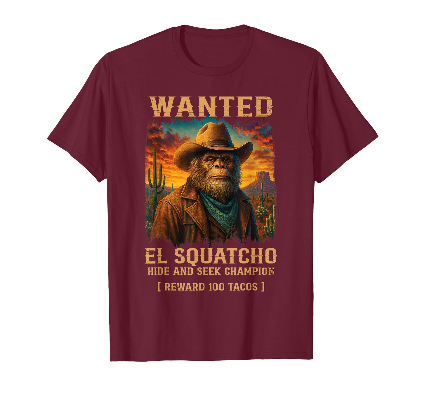El Squatcho Hide Seek Funny Sasquatch Mexican Love Tacos T-Shirt