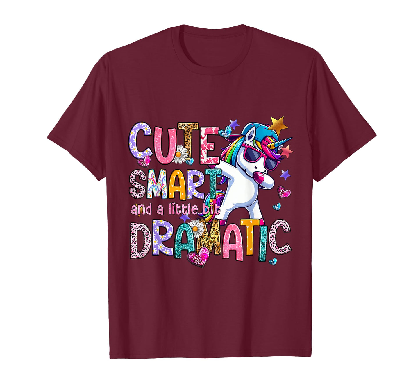 Cute Smart And A Little Bit Dramatic Funny Unicorn Kid Girls T-Shirt