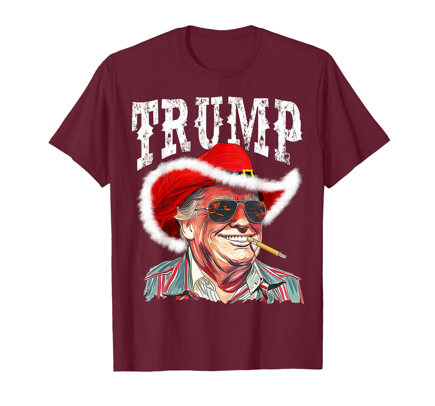 Trump Santa Cowboy Hat Christmas Texas Western Howdy Xmas T-Shirt