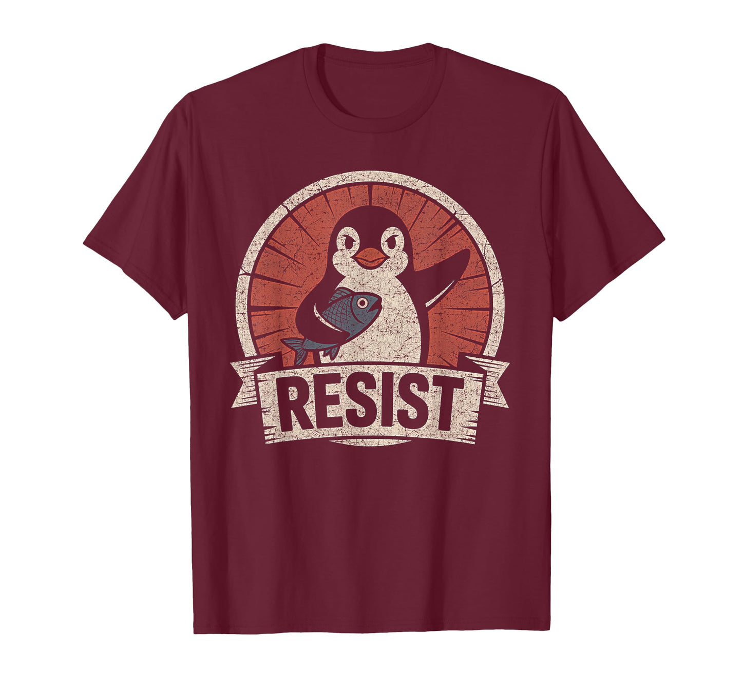 Resist Penguin Activism Vintage Graphic Design T-Shirt