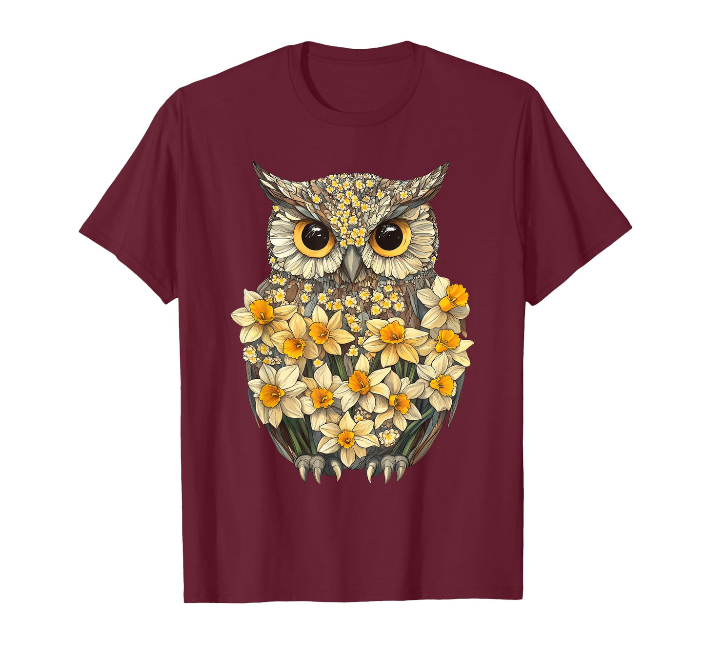 Daffodil Owl Flower Gardening Floral T-Shirt