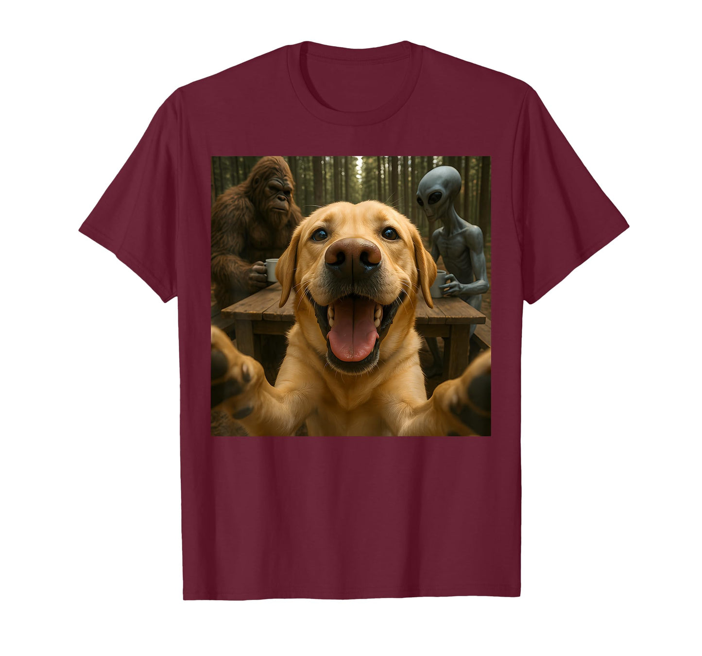 Funny Dog Selfie Bigfoot Alien Halloween T-Shirt