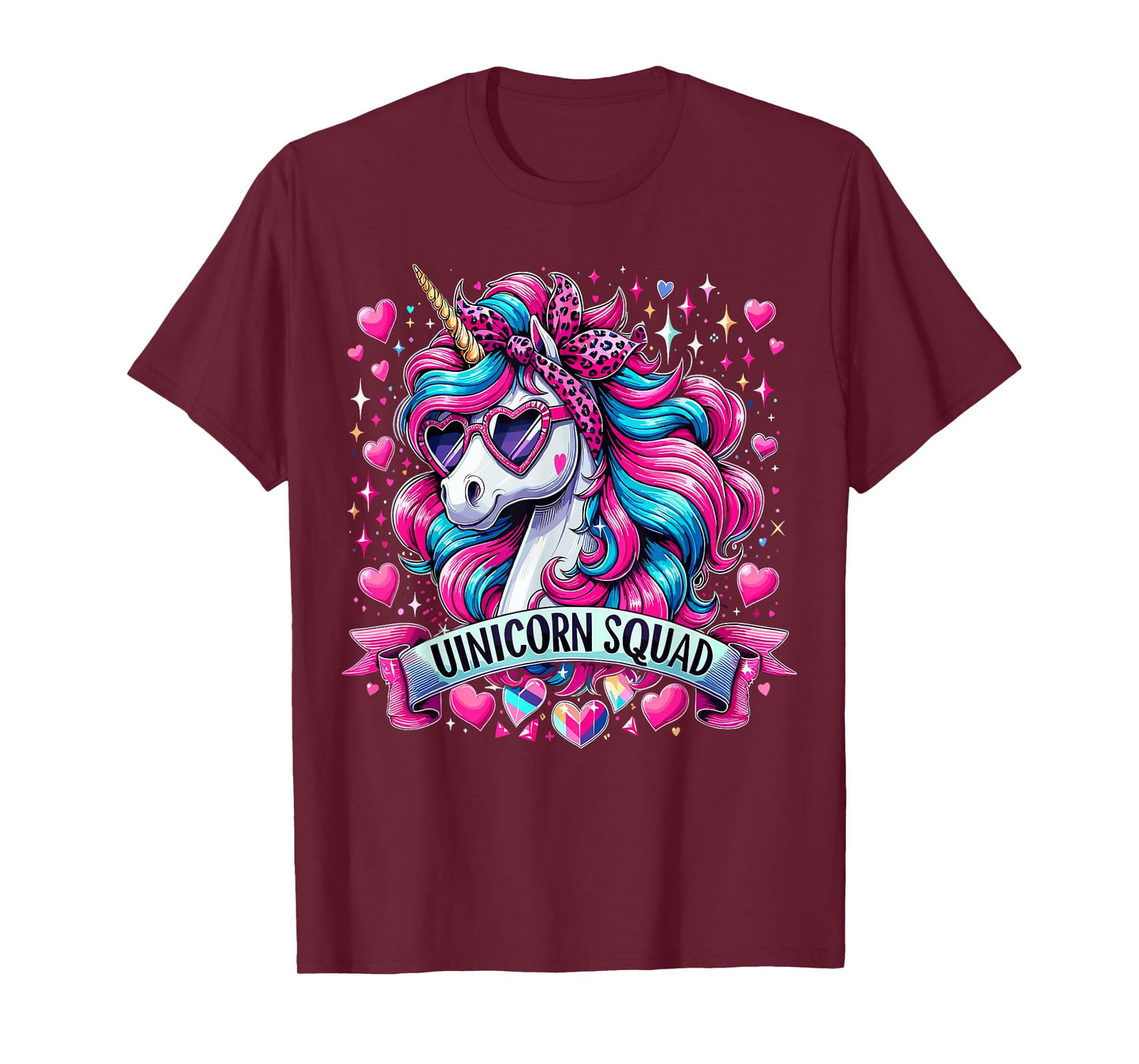 Unicorn Squad Unicorn with leopard Bandana T-Shirt