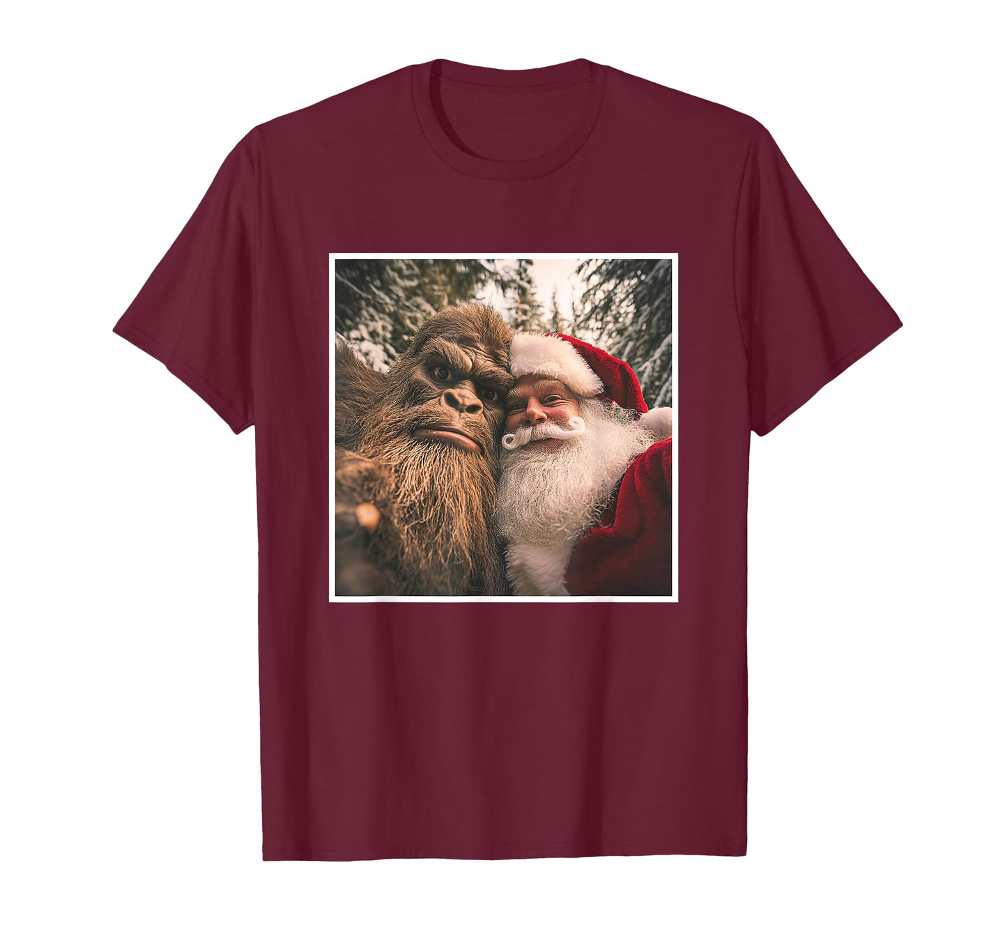 Funny Cute Bigfoot Santa Claus Selfie Christmas Pajama T-Shirt