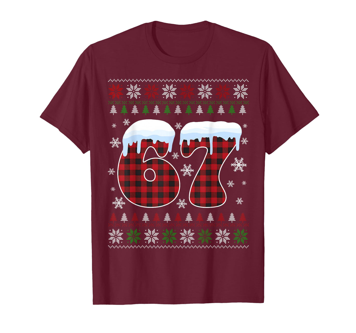 Funny 67 Six Seven Meme Brainrot Cringe Christmas Pajamas T-Shirt