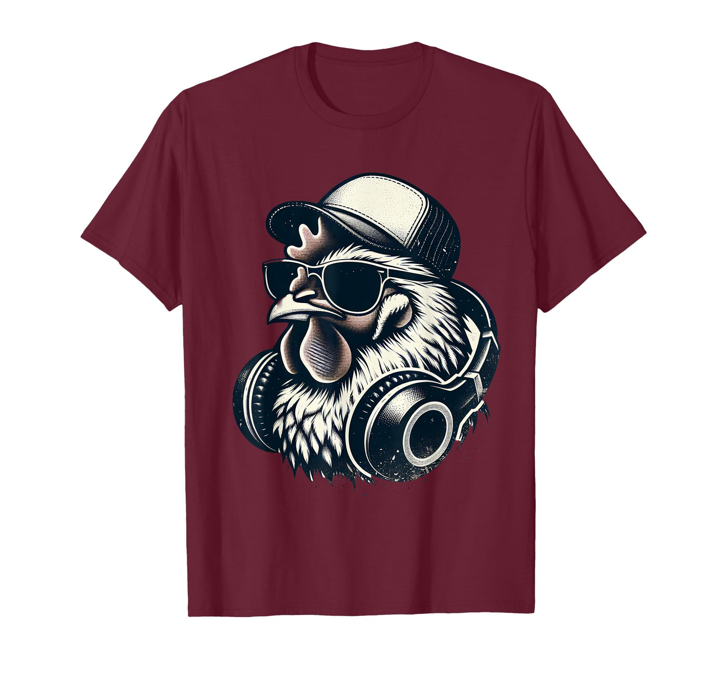 Music Chicken with Headphones Cool Rooster T-Shirt