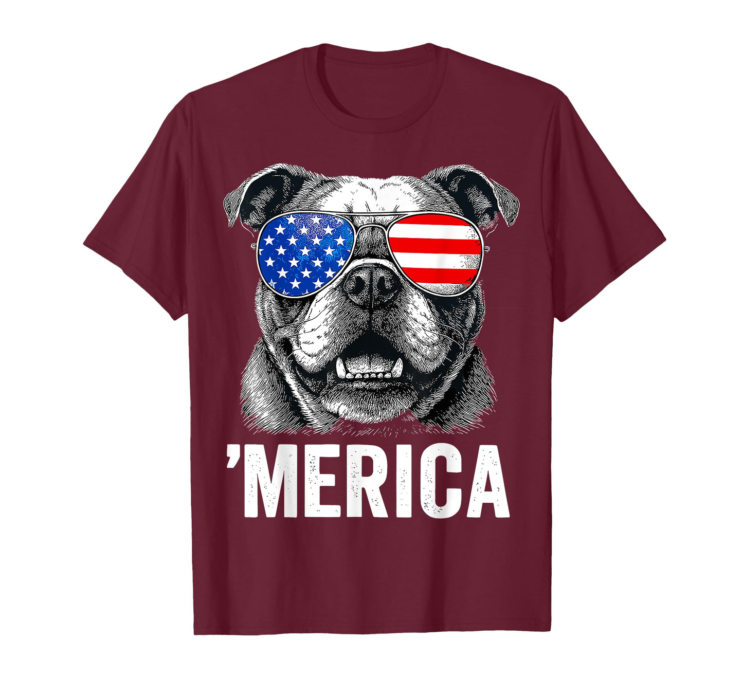 English Bulldog 4th of July Merica Men Women USA Flag T-Shirt