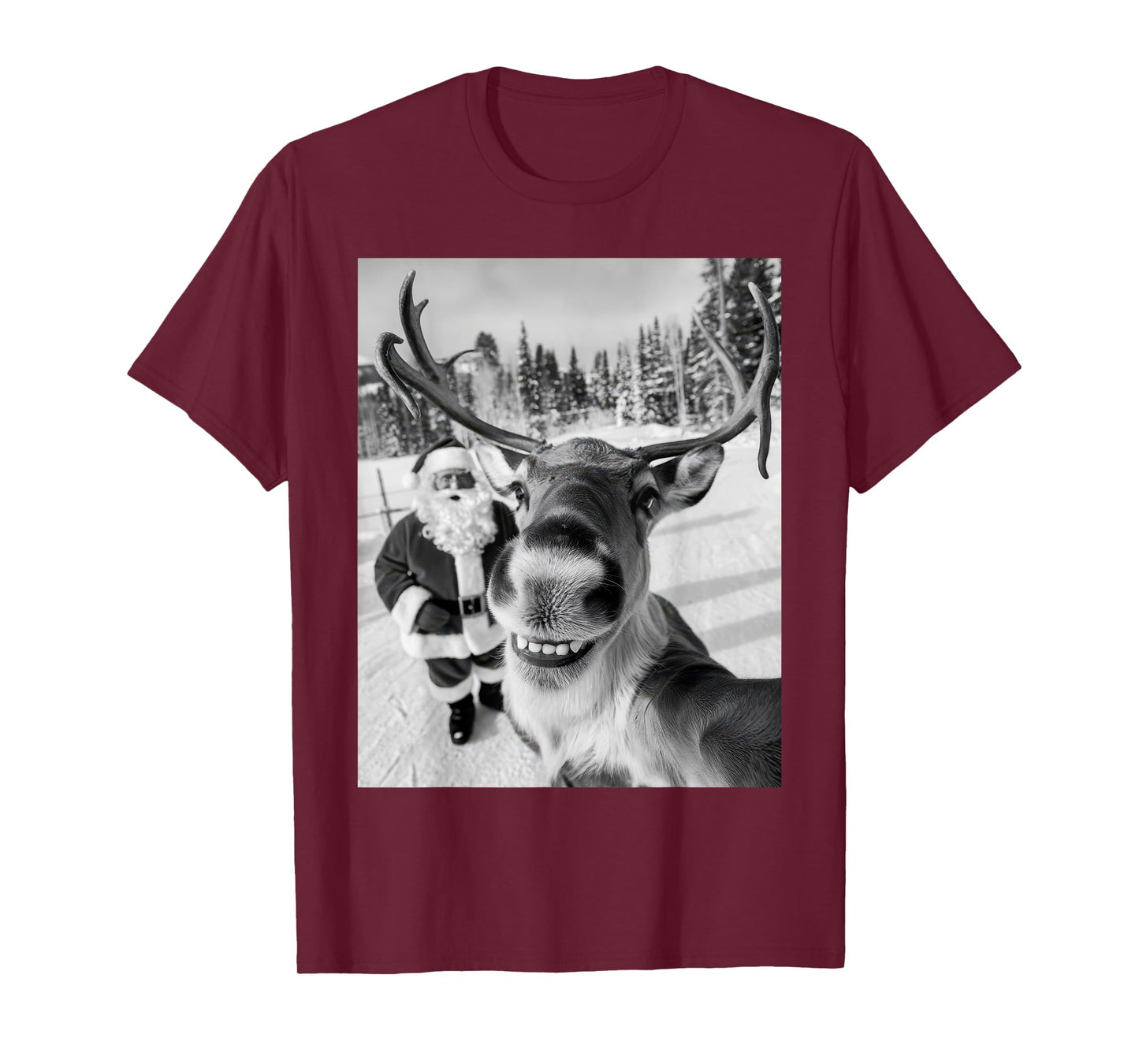 Reindeer Selfie Christmas Party Selfie Funny Reindeer Xmas T-Shirt