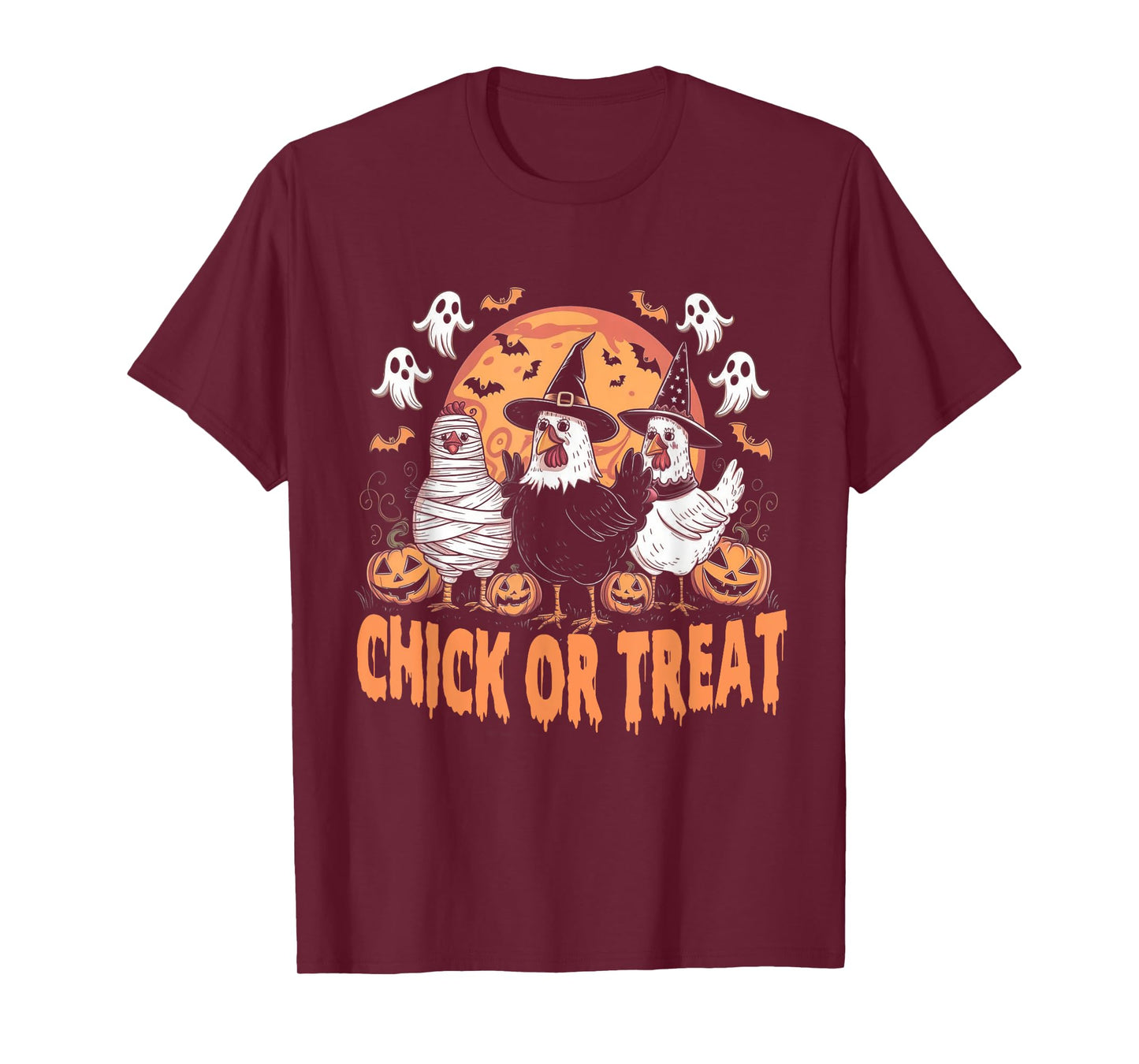 Halloween Spooky Chicken Autumn Chick or Treat Pumpkin Witch T-Shirt