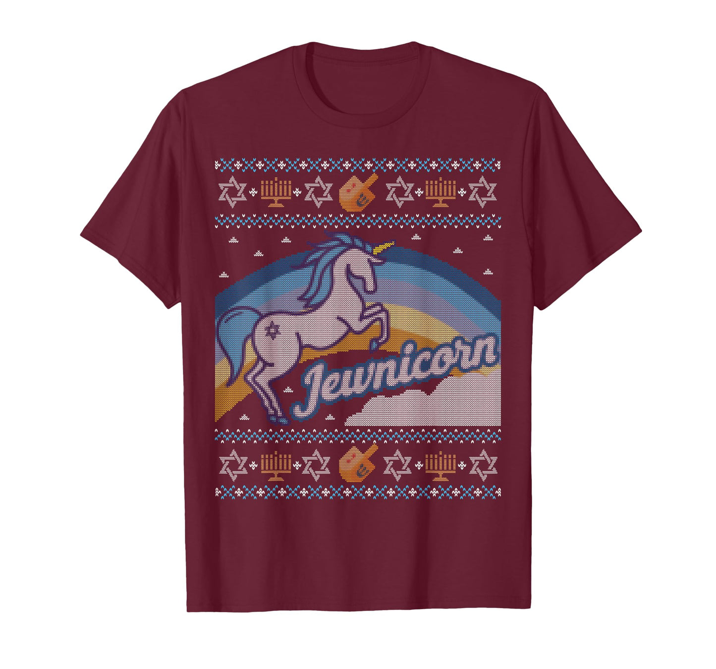 Funny Ugly Hanukkah Sweater Shirt Unicorn Jewnicorn T-Shirt