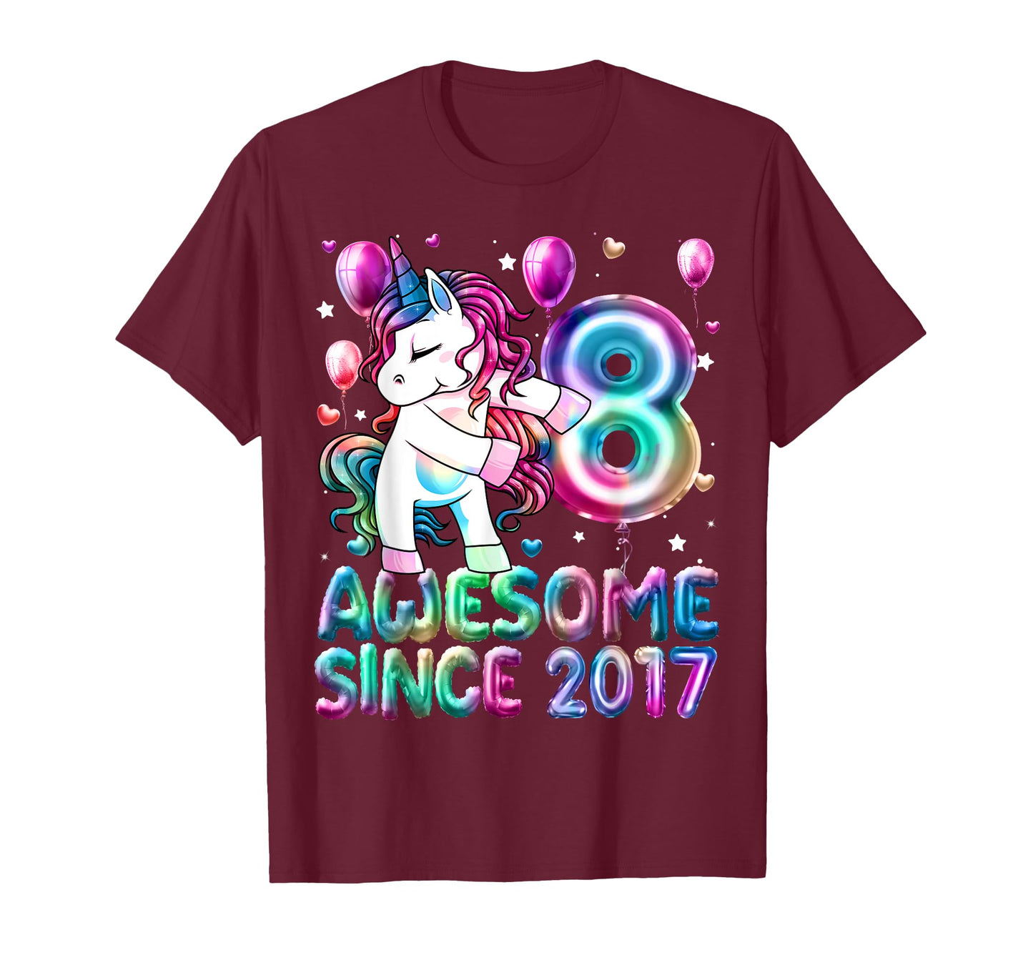Flossing Unicorn 8 Year Old 8th Birthday Girl Unicorn Party T-Shirt