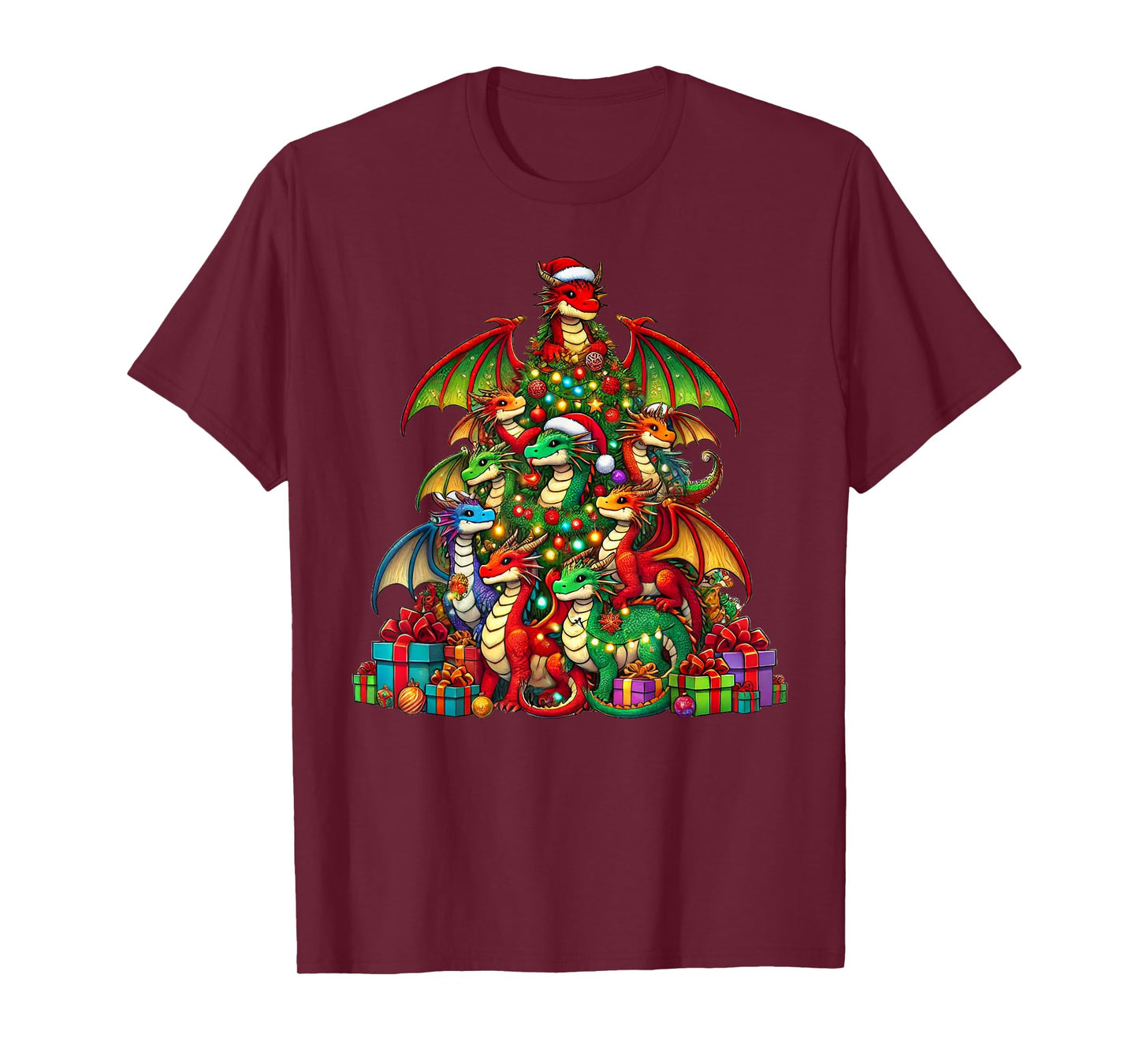 Dragon Christmas Tree Funny Dragon Xmas T-Shirt