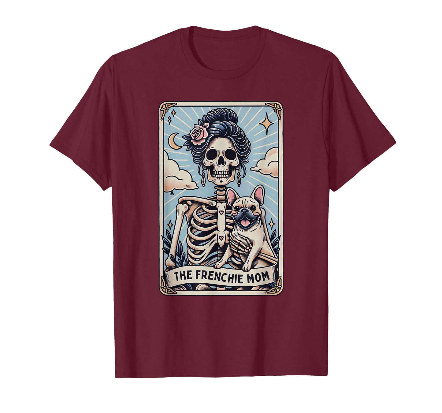 Retro Funny The Frenchie Mom Tarot Card Skeleton Halloween T-Shirt