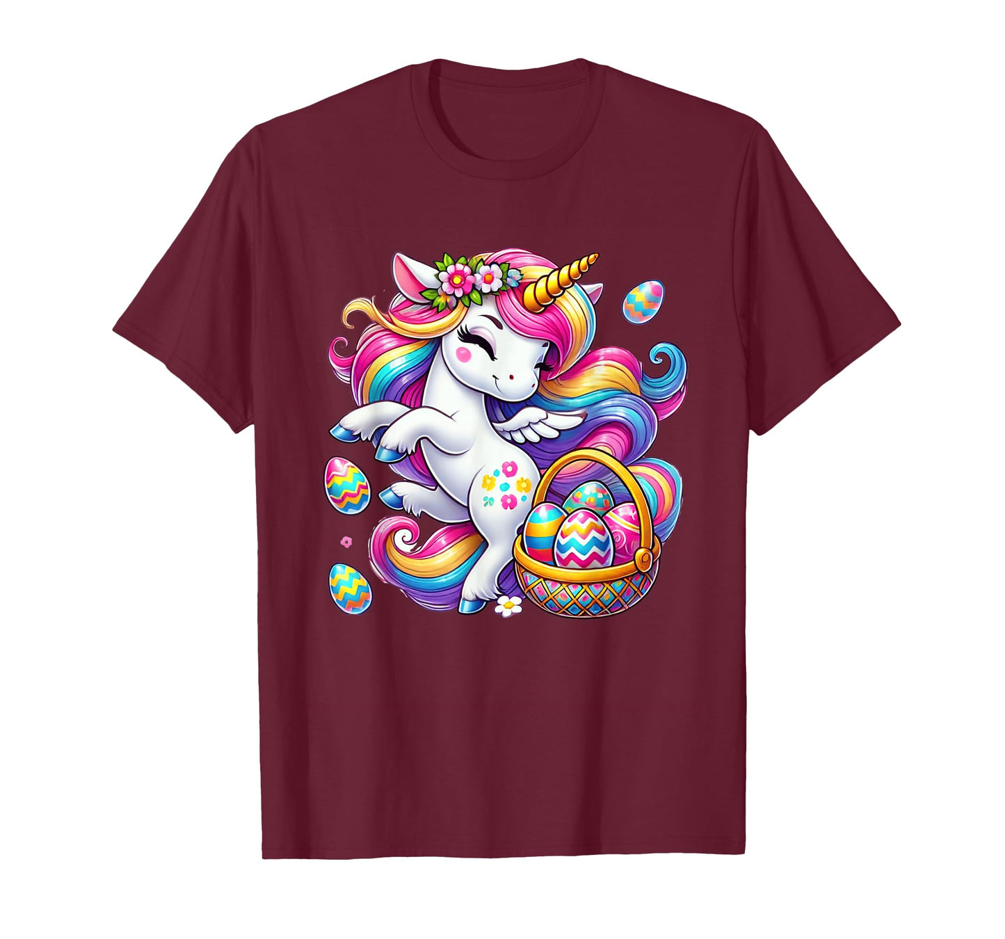 Easter Unicorn Shirt With Eggs Happy Easter Girls Kids Cute T-Shirt