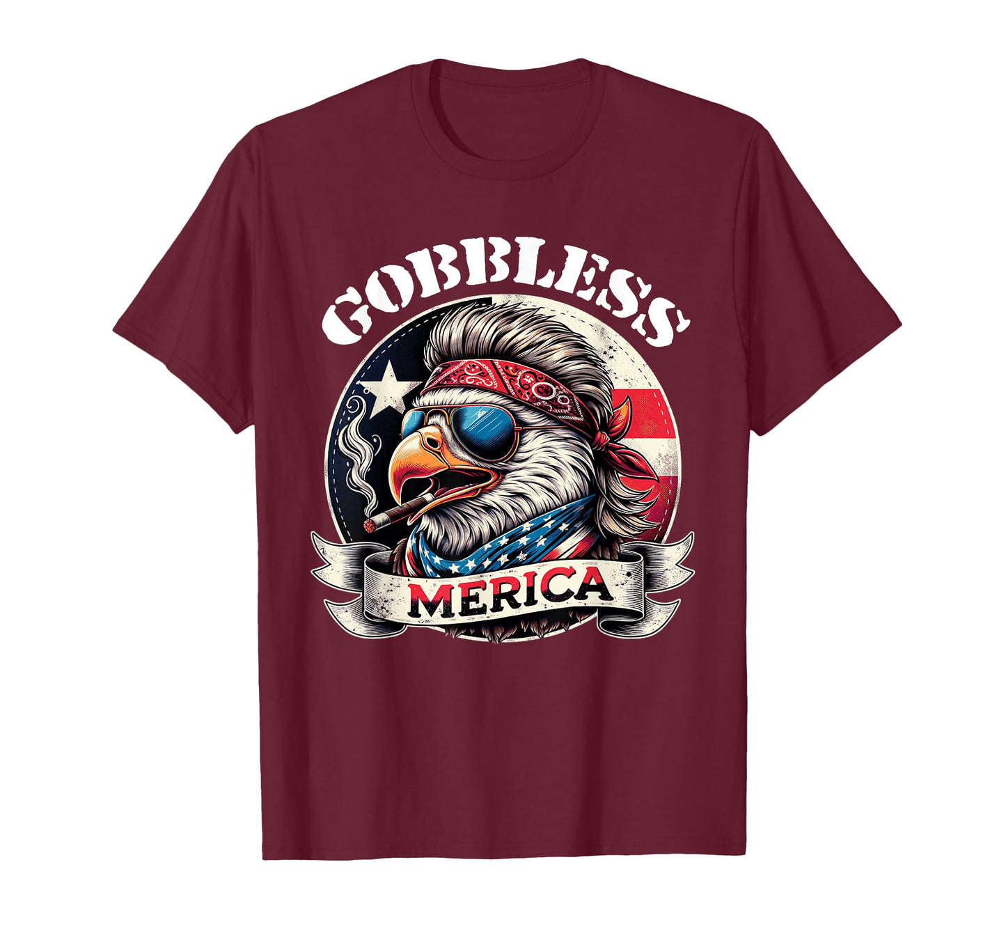 GOBBLESS Merica Patriotic Eagle Mullet American Hoss flag Women Men T-Shirt