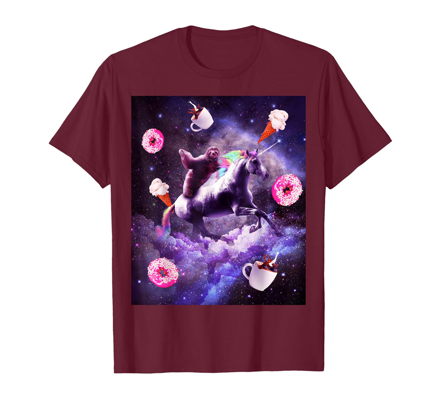 Outer Space Sloth Riding Unicorn - Donut T-Shirt