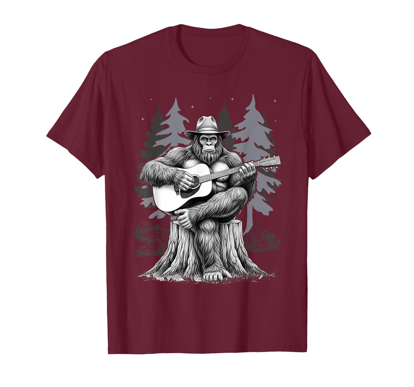 Bigfoot Playing Electric Guitar Sasquatch Rock On Big Foot T-Shirt