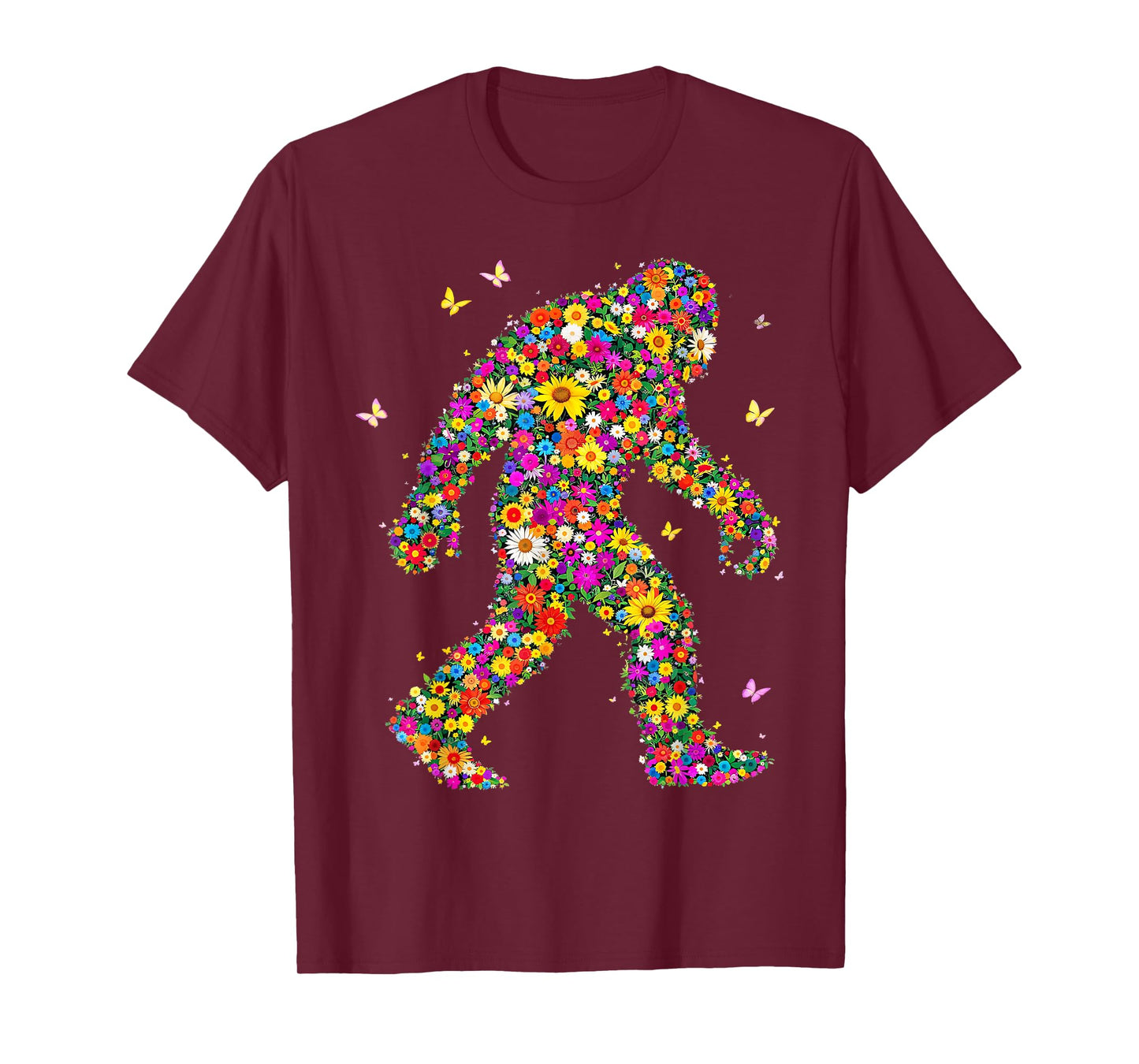 Bigfoot with Flowers - Retro Floral Sasquatch Believers T-Shirt