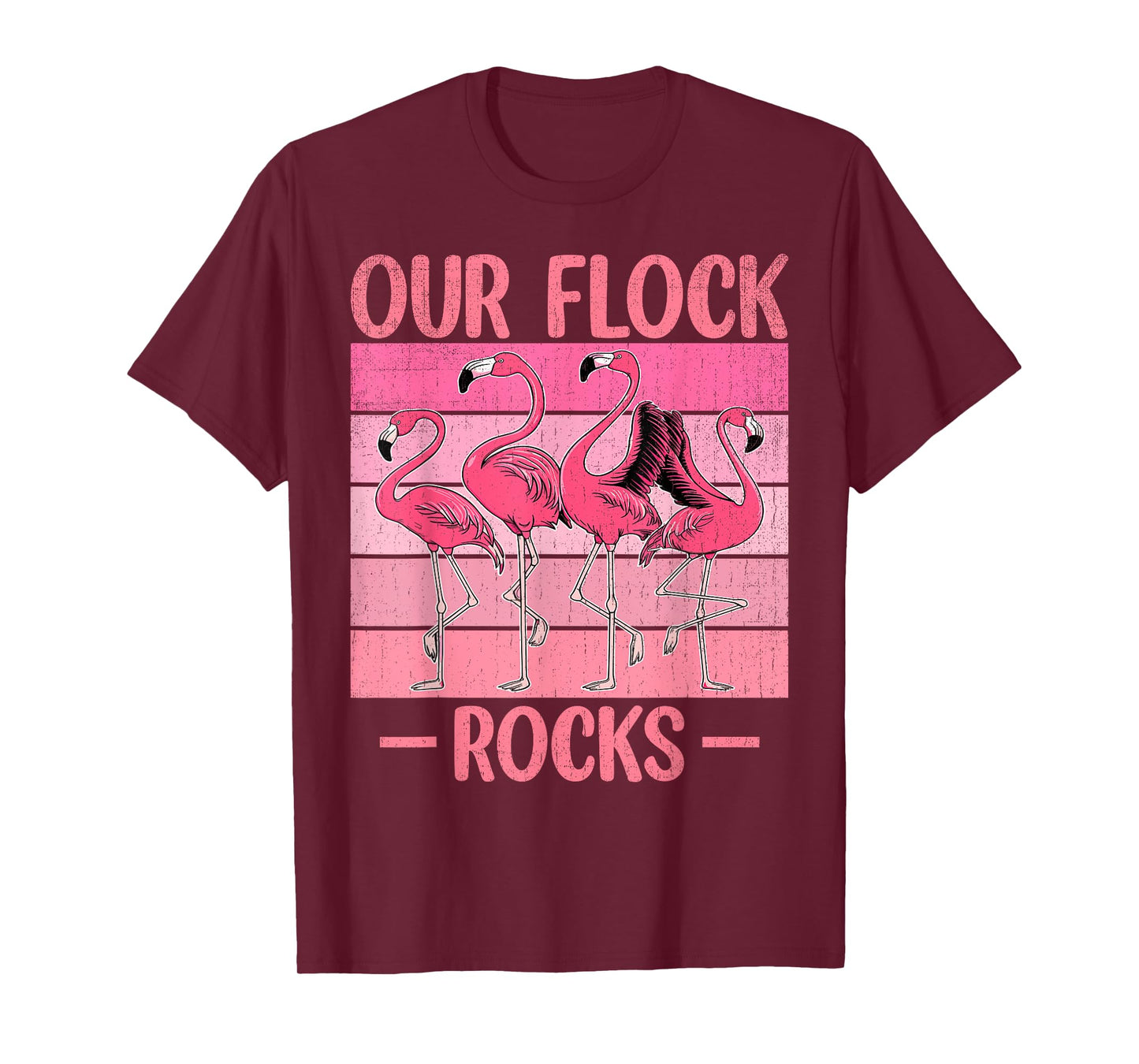 Our Flock Rocks Flamingos Lover Family Vacation Group T-Shirt