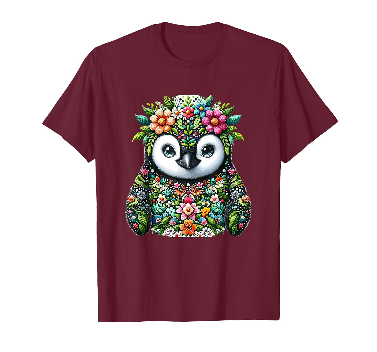 Cute Floral Aesthetic Penguin Lover Penguin T-Shirt