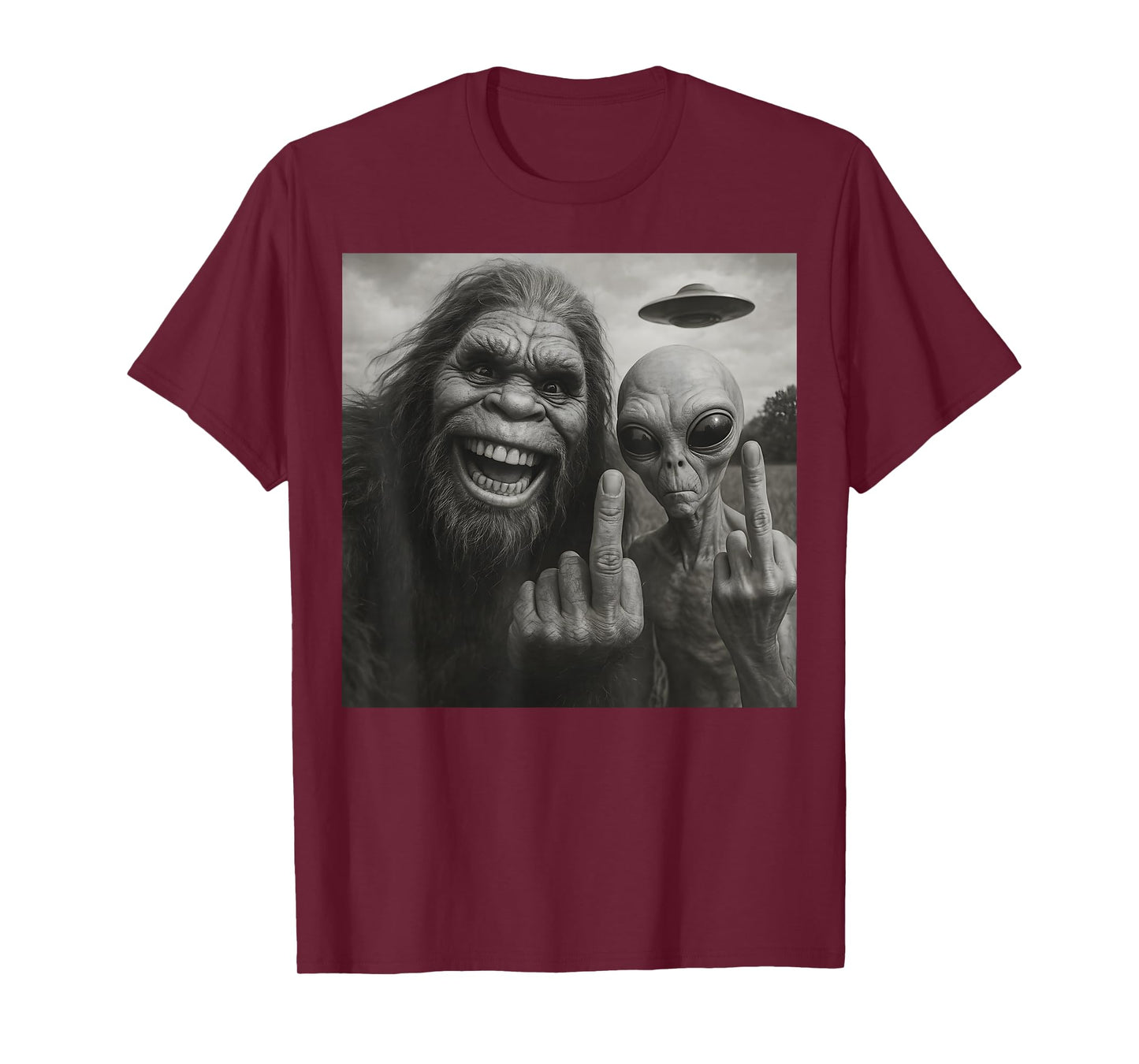 Bigfoot Alien Middle Finger T-Shirt