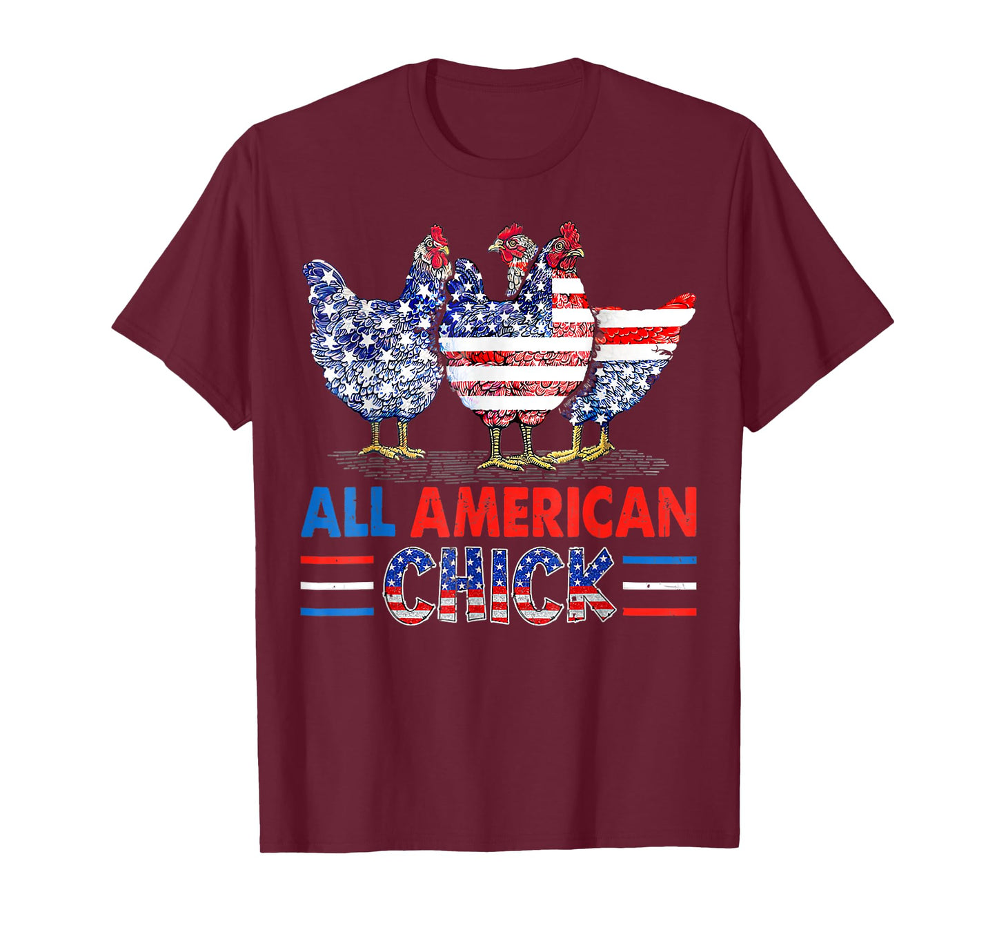 All American Chicken, Chick Patriotic USA Flag 4Th Of July T-Shirt for Women Men