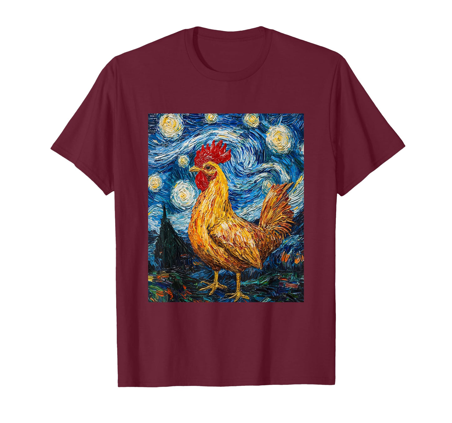 Funny Chicken - Van Gogh Style - Starry Night Graphic T-Shirt