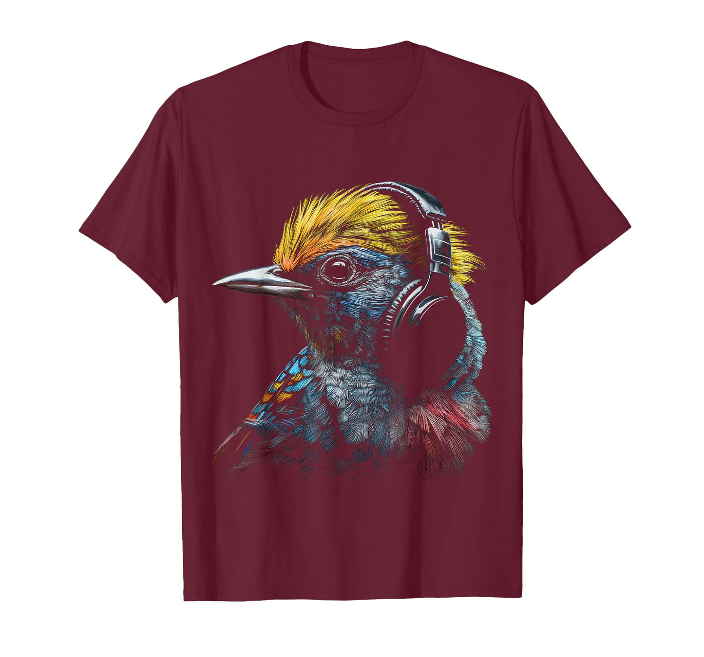 Bird Headphones Artwork | Music Animal Motif Bird T-Shirt