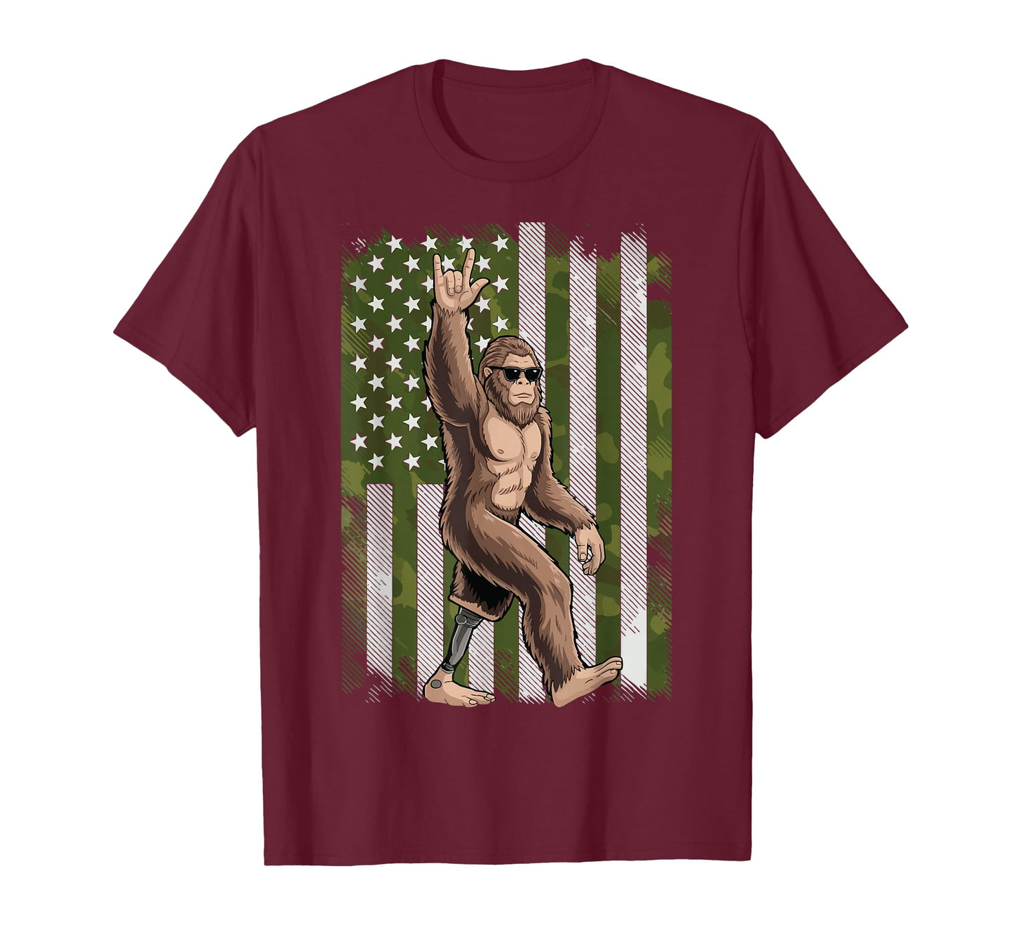 Bigfoot Amputee US Flag Limb Loss T-Shirt